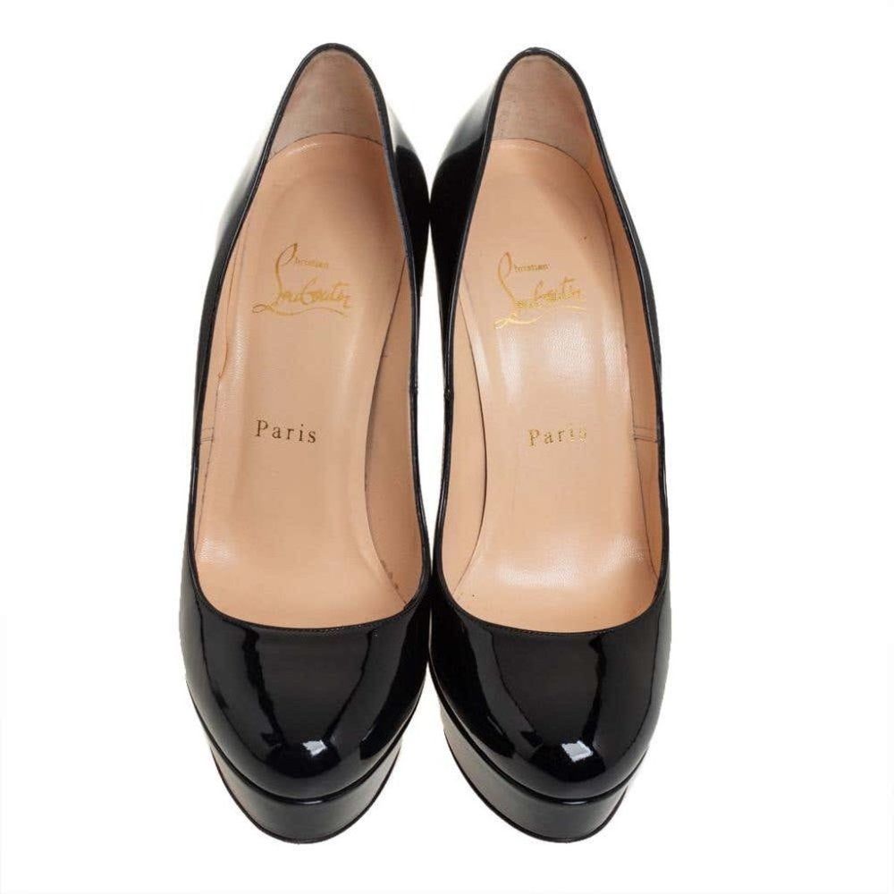 Christian Louboutin Black Patent Leather Bianca Platform Pumps Size 36.5